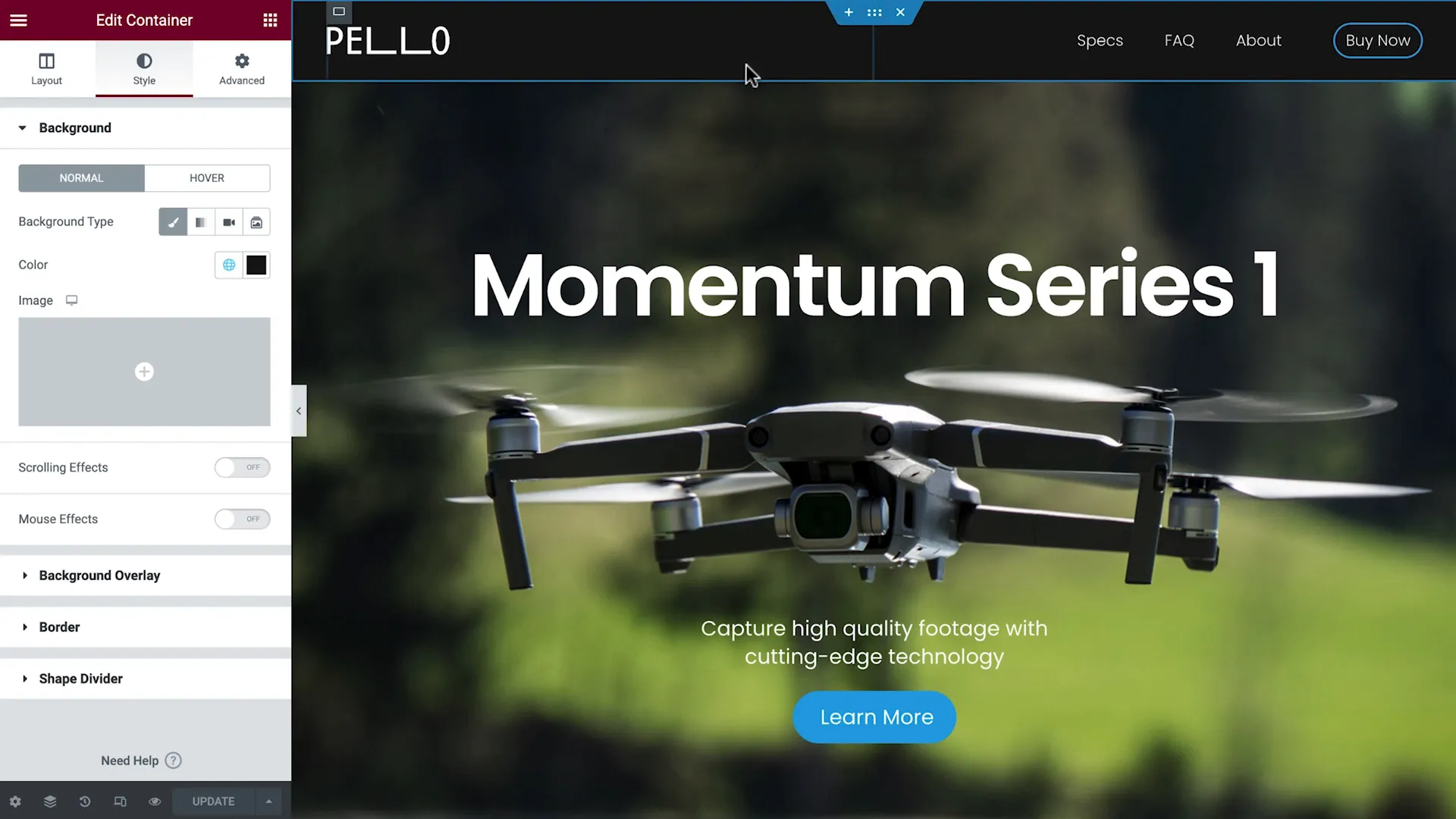 Setting transparent background