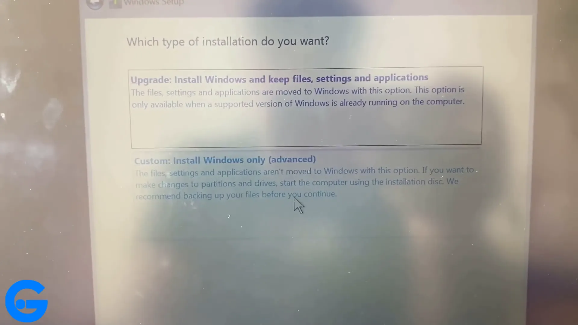 Choosing installation type