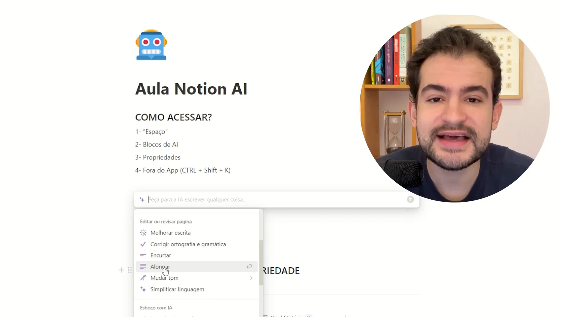Funcionalidades da inteligência artificial do Notion