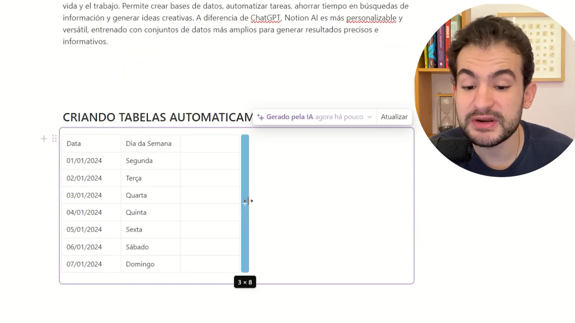 Integração de inteligência artificial em tabelas
