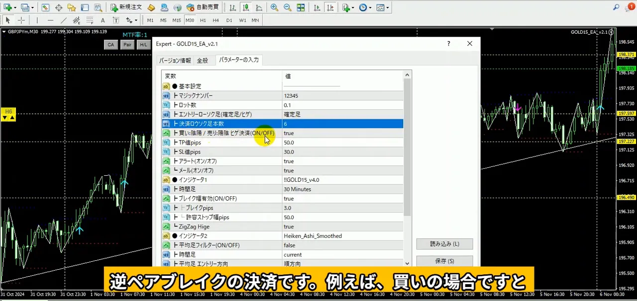 逆ペアブレイクによる決済