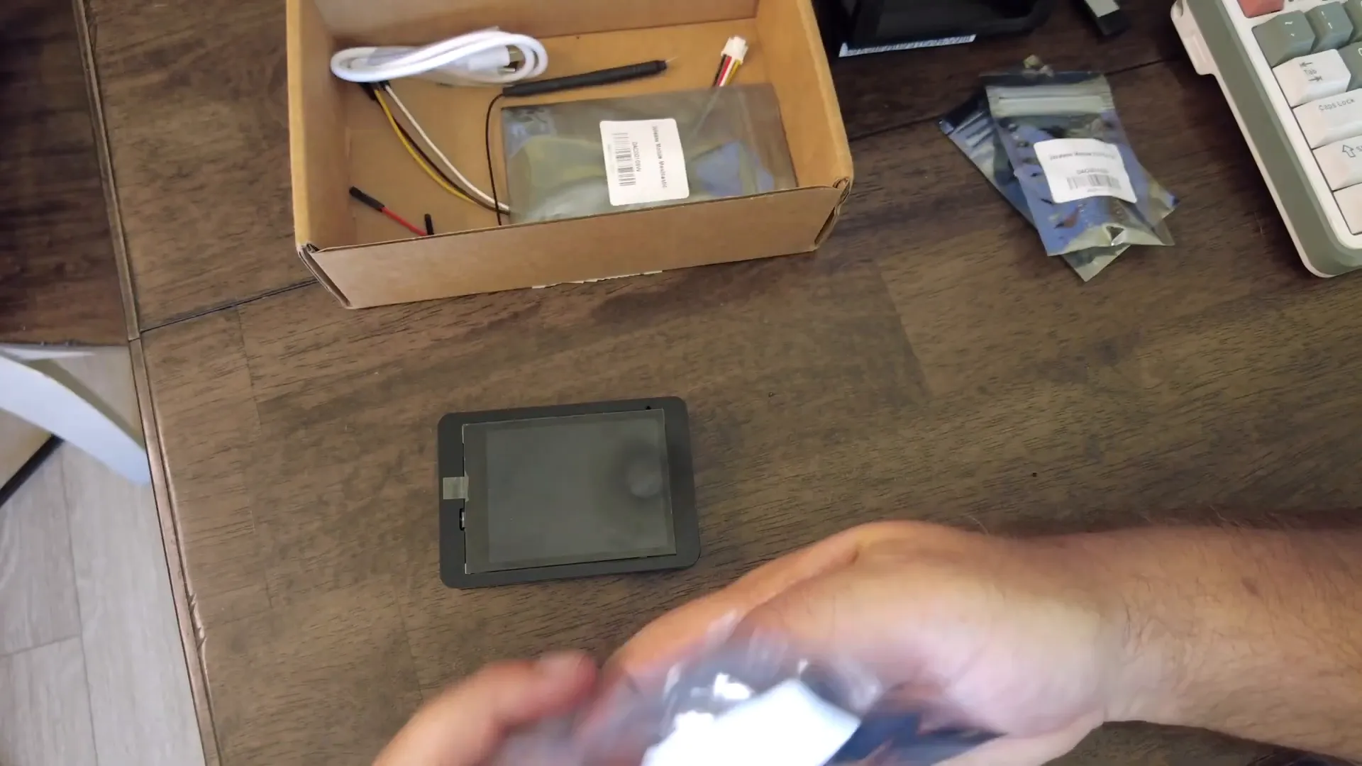 Unboxing the Elecrow Crow Panel with modules laid out