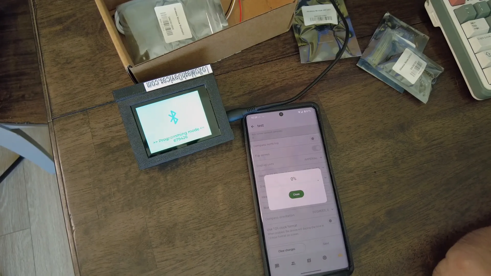 Meshtastic UI running on the Crow Panel after flashing