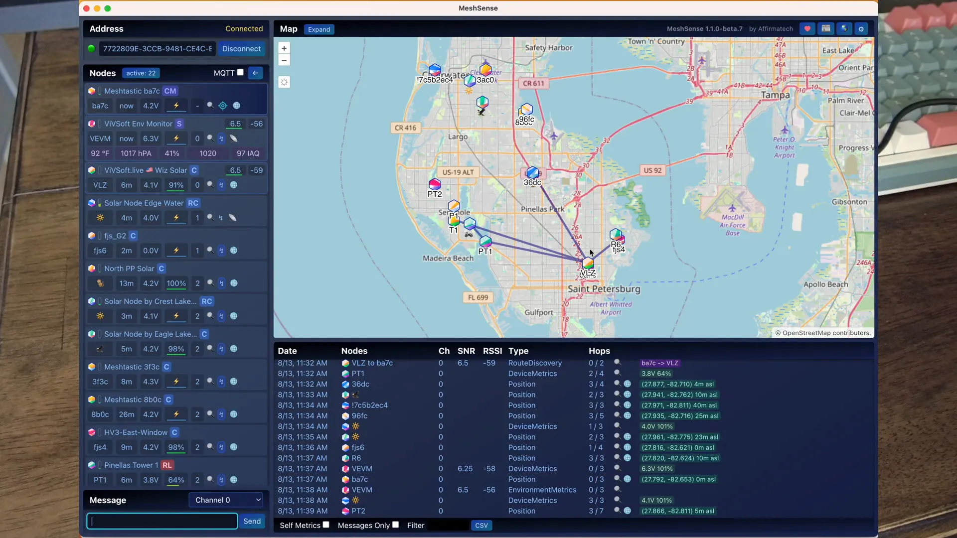 Final view showing three active nodes and their reported statuses