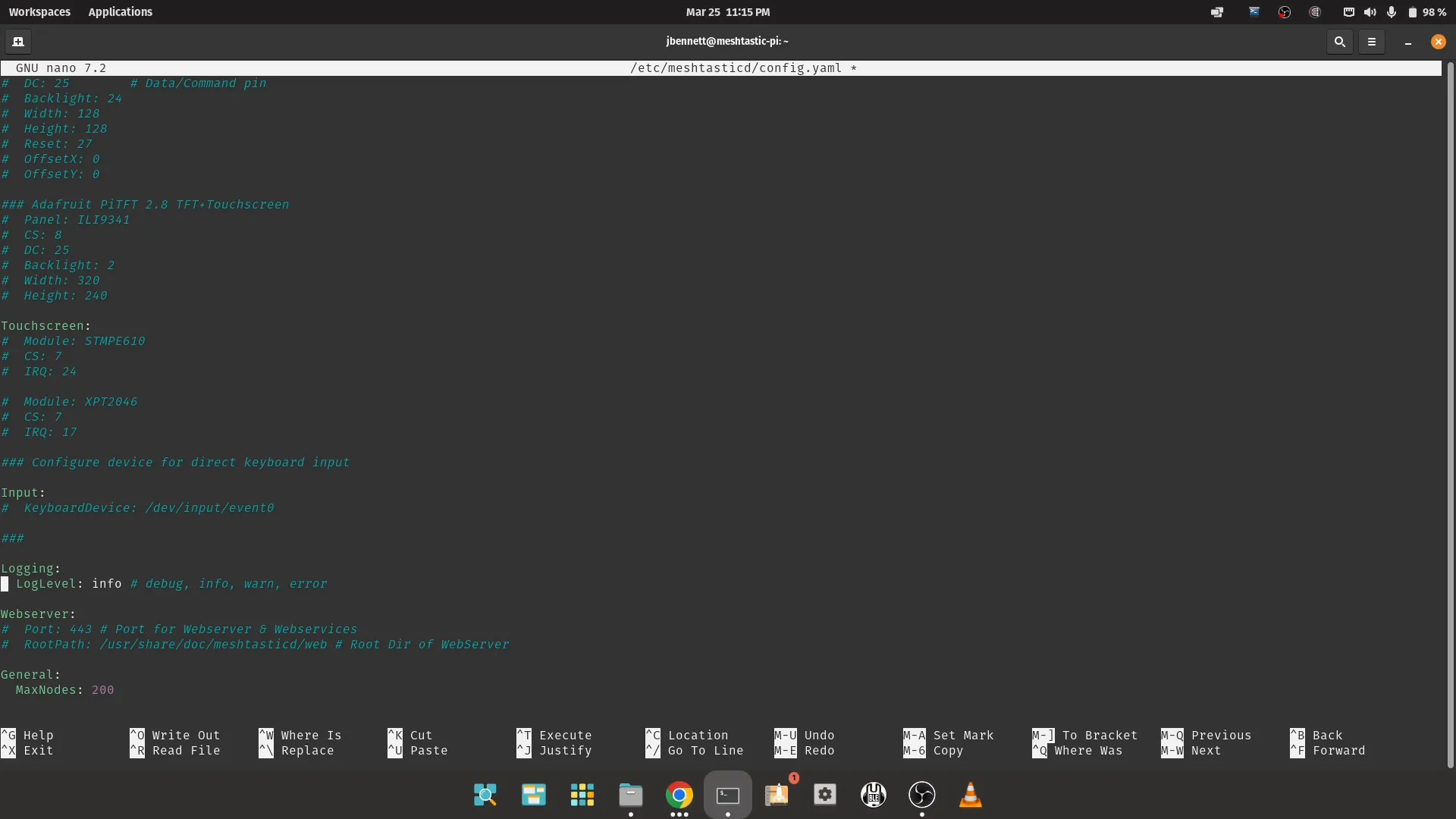 Editing the config.yml file for Meshtastic D