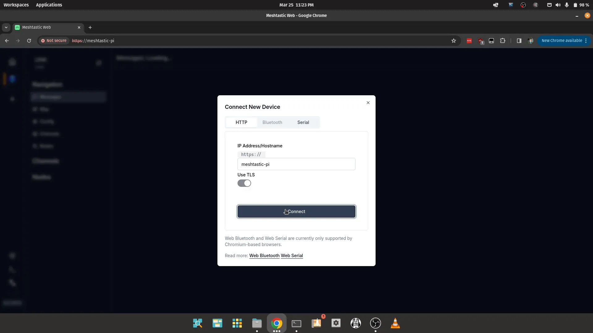 Accessing the Meshtastic web interface