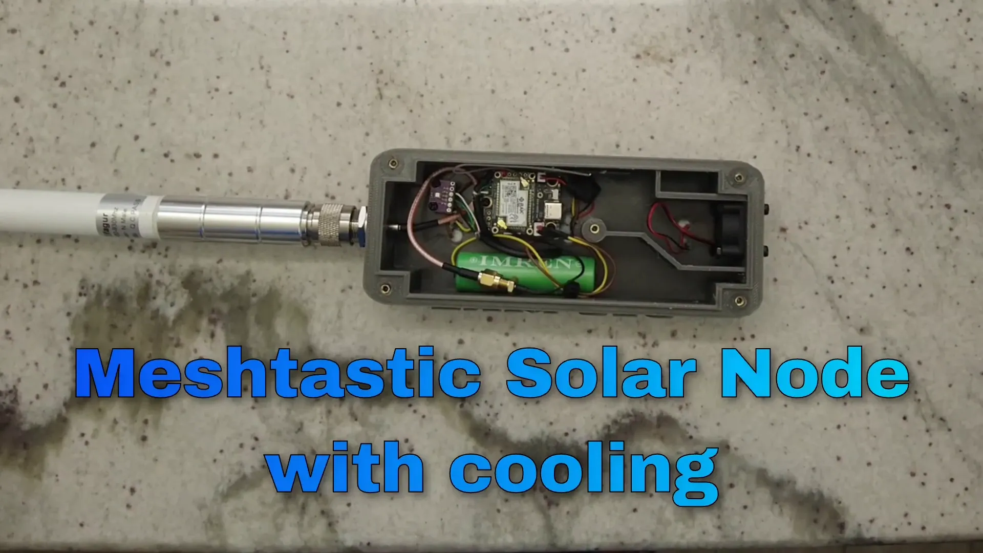 Overview of the Meshtastic Solar Node with solar panels and antenna