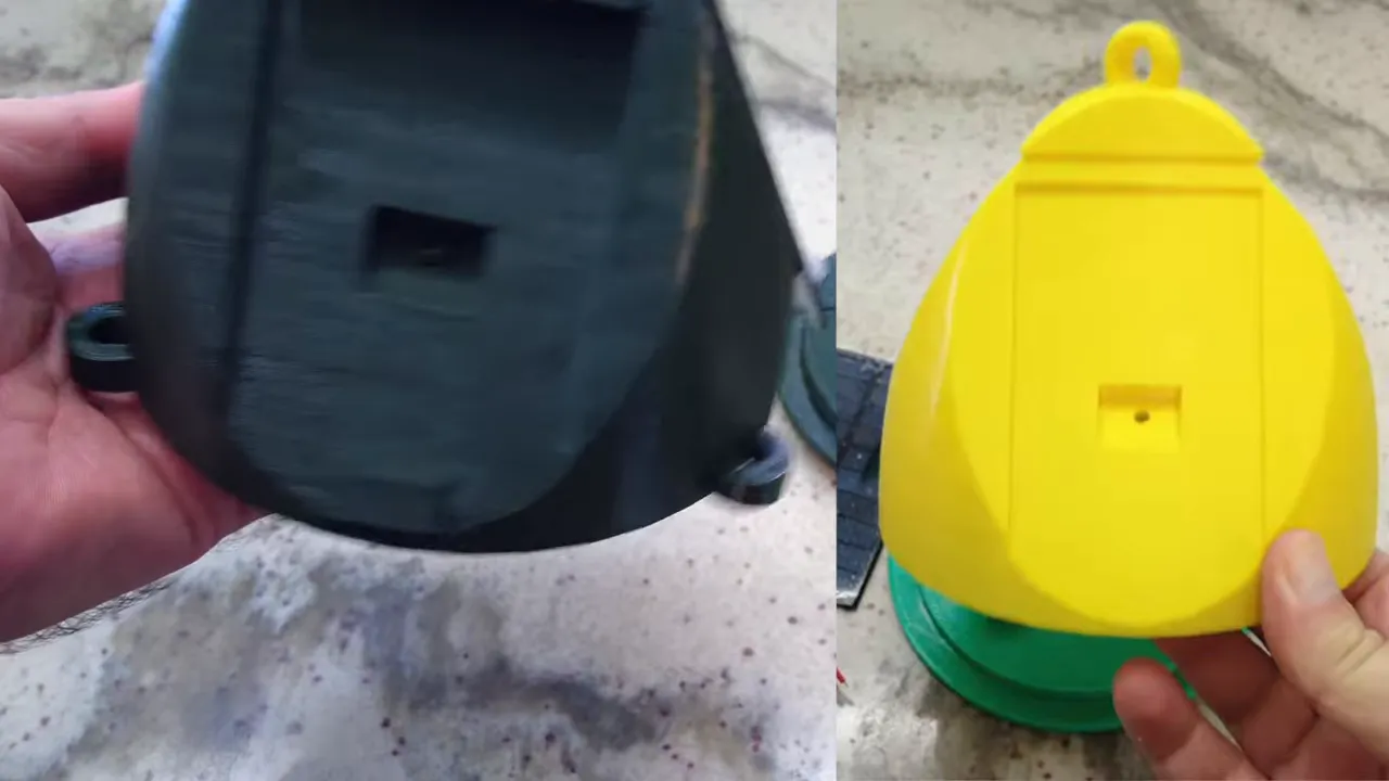 Bright yellow vs army green Solar Meshtastic tree node enclosure color comparison