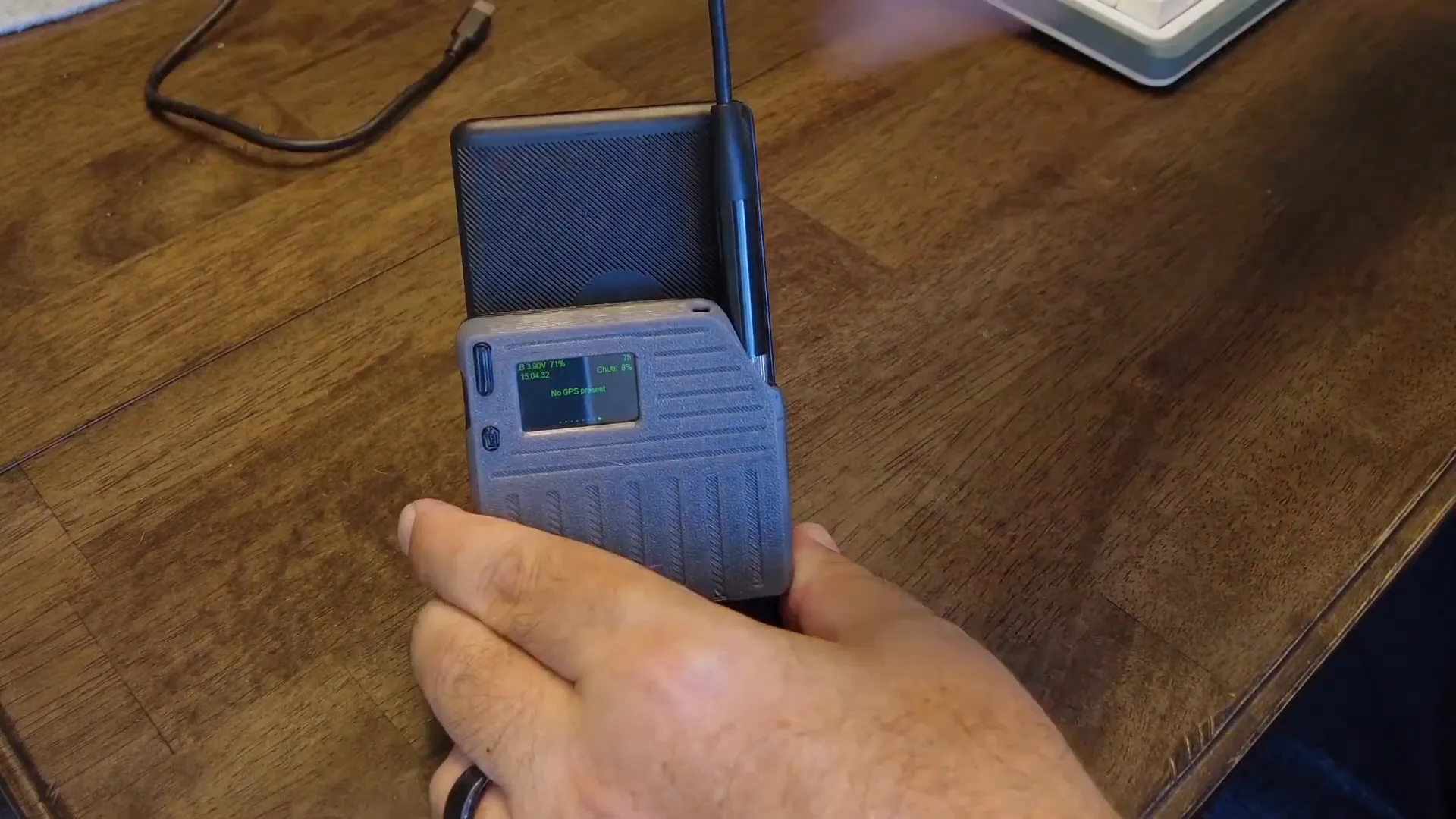 Fully assembled solar-powered mobile node with buttons and antenna