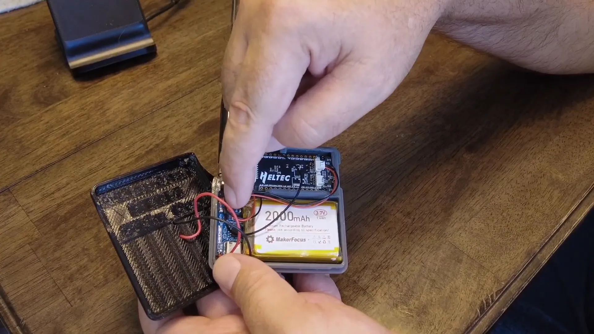 Close-up of the MPPT charge controller inside the node case