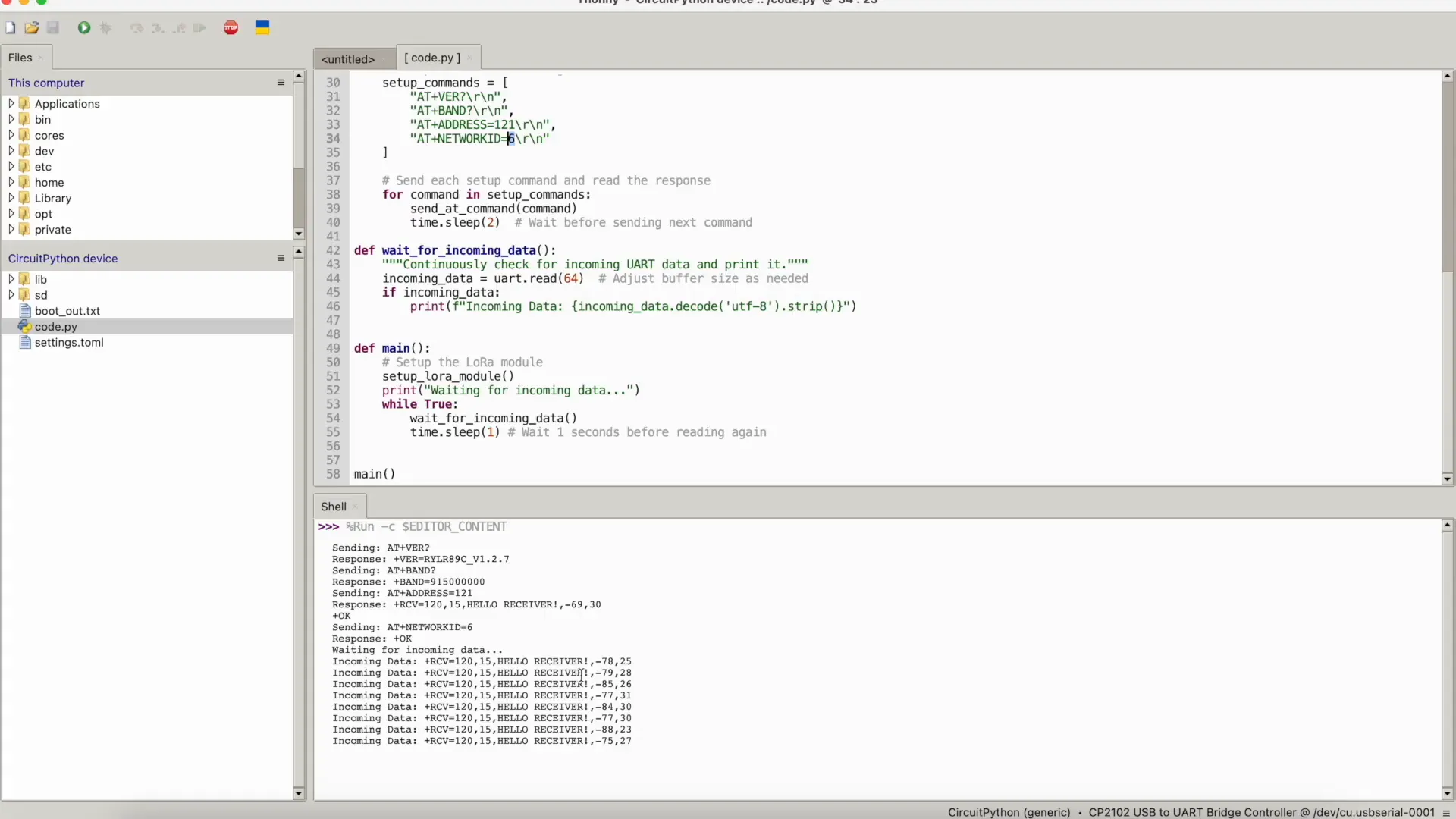 Testing the sending and receiving nodes