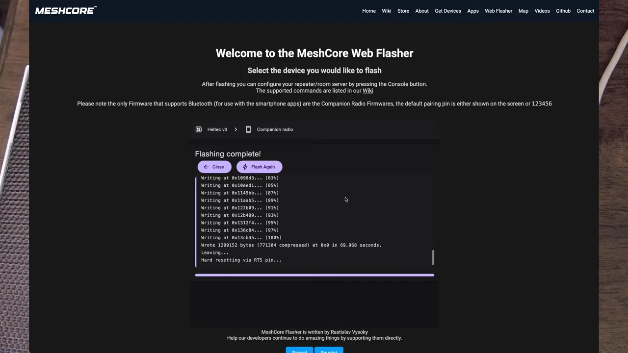 Web flasher flashing Heltec V3