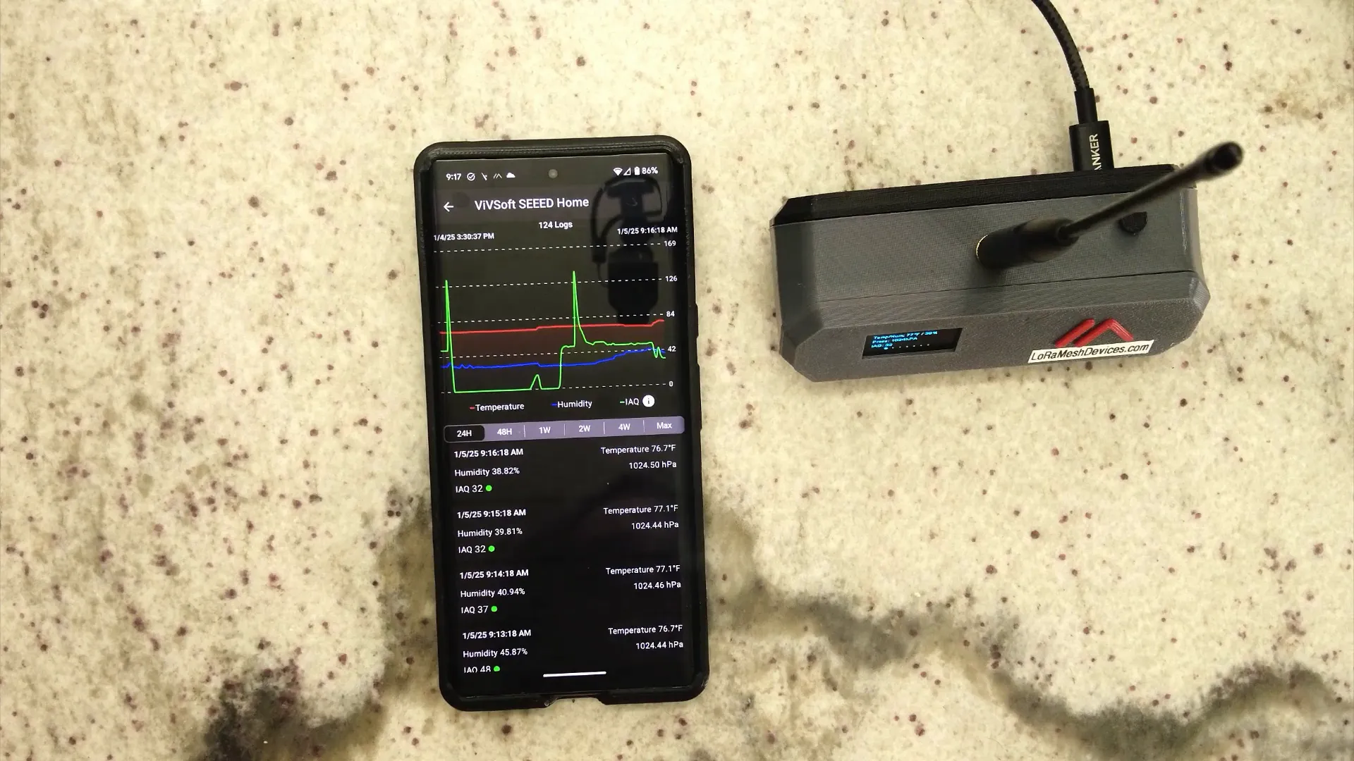 Testing the air quality sensor with smoke