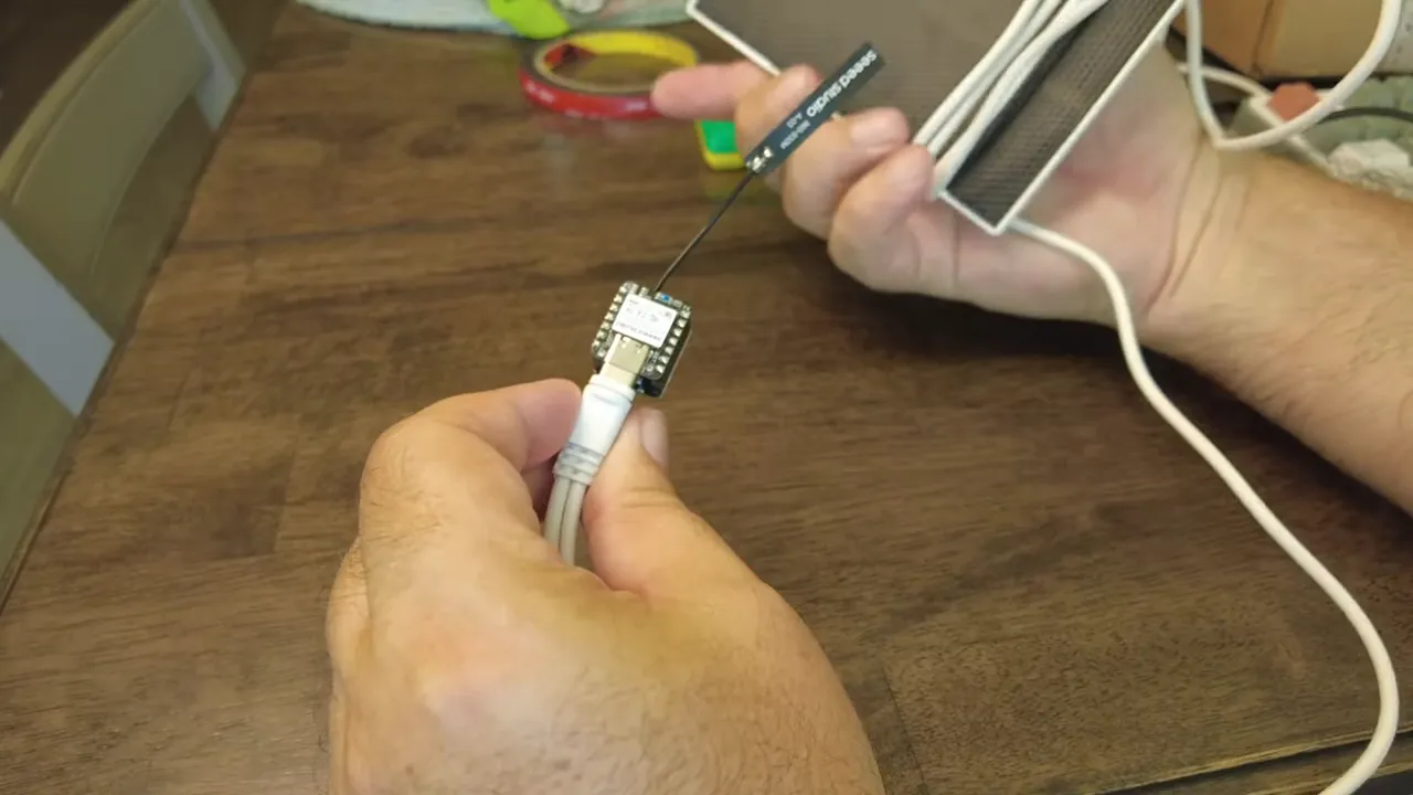Tiny USB-C solar panel used for charging