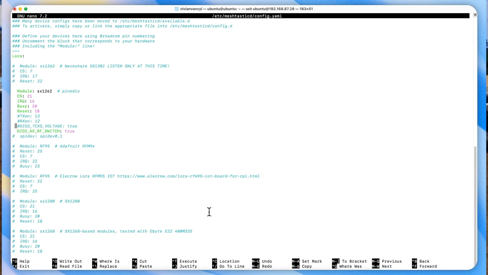 Editing Meshtastic configuration file