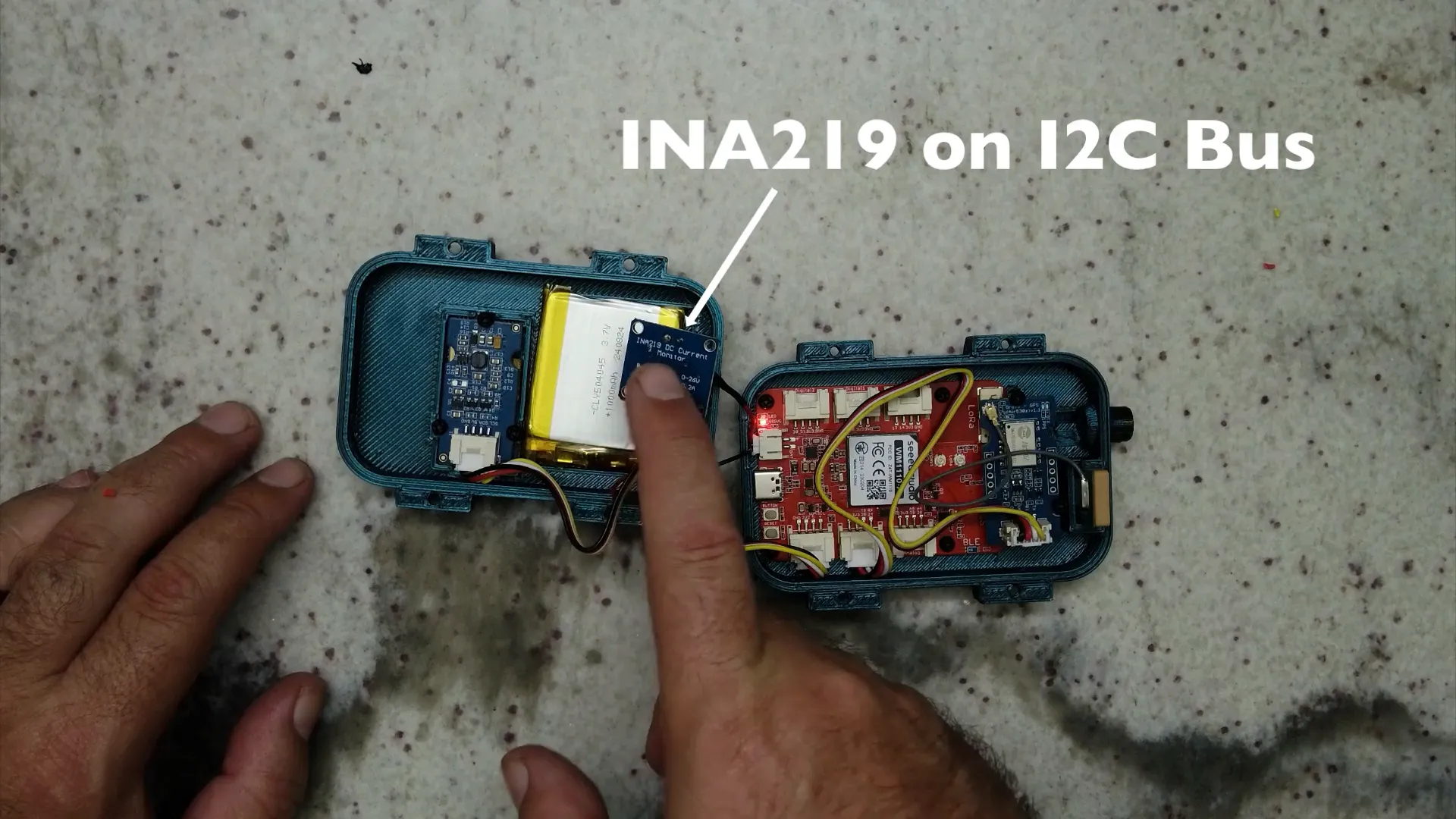 Soldering the INA219 onto the I2C bus