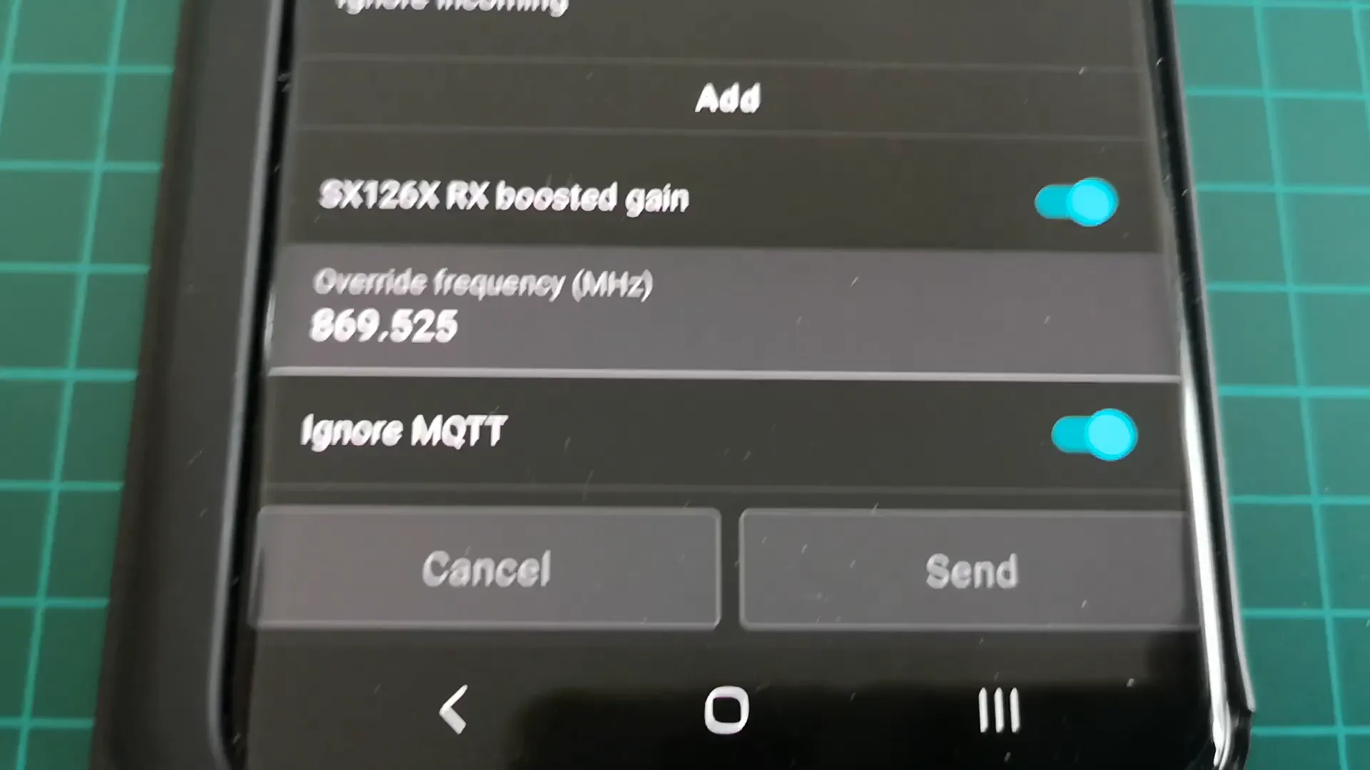 Radio configuration settings