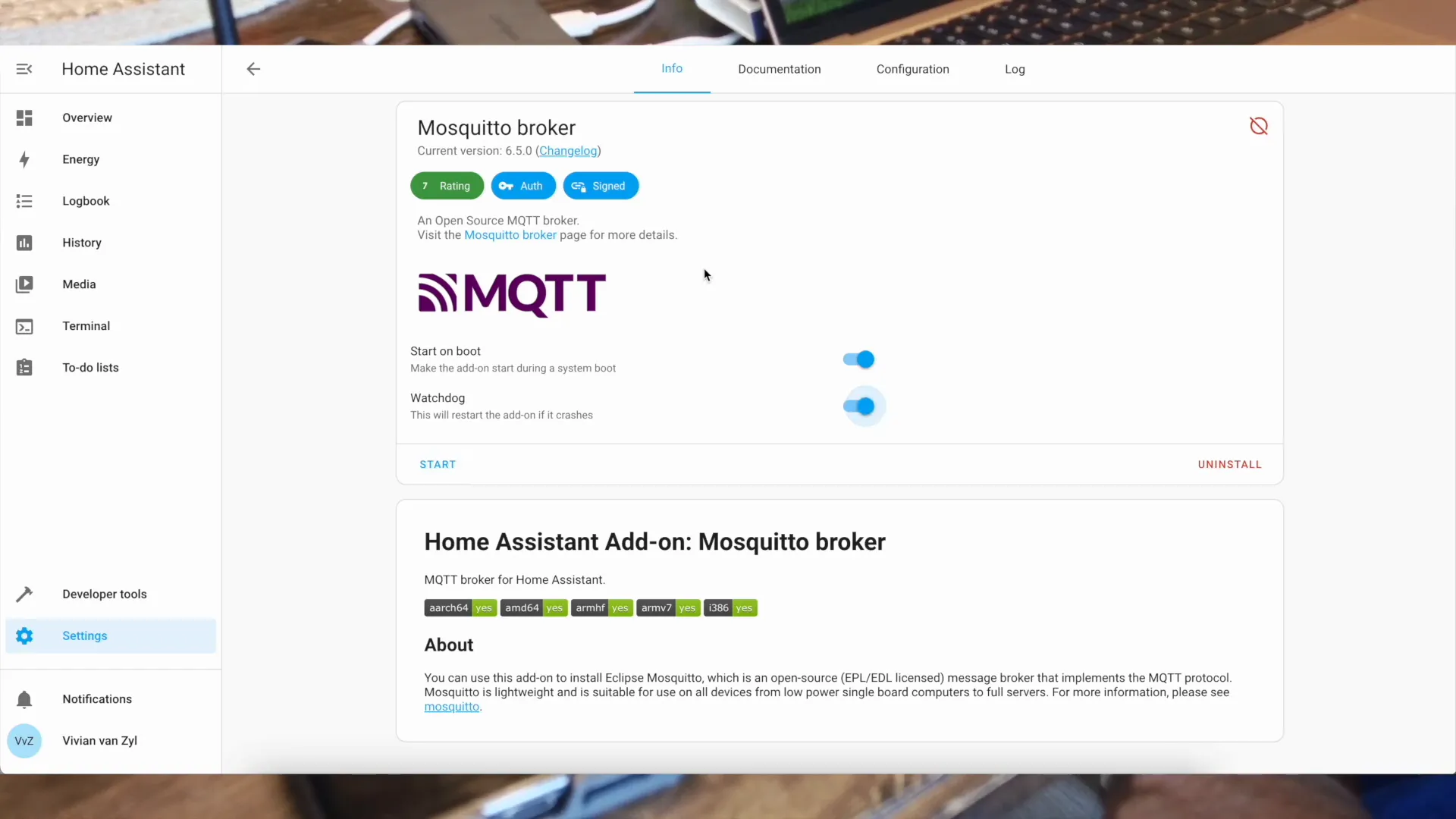 Installing Mosquitto broker add-on