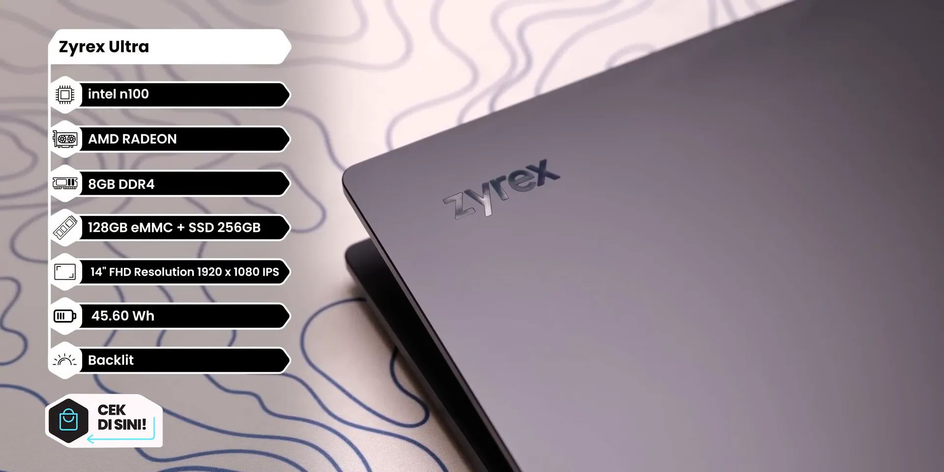 Tampilan layar Full HD dan keyboard backlight Zyrex Ultra