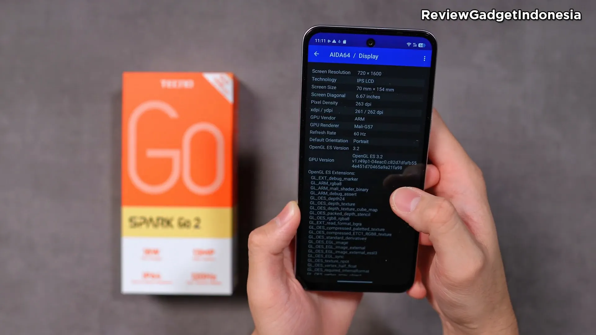 Spesifikasi lengkap Tecno Spark Go 2 di layar pengaturan