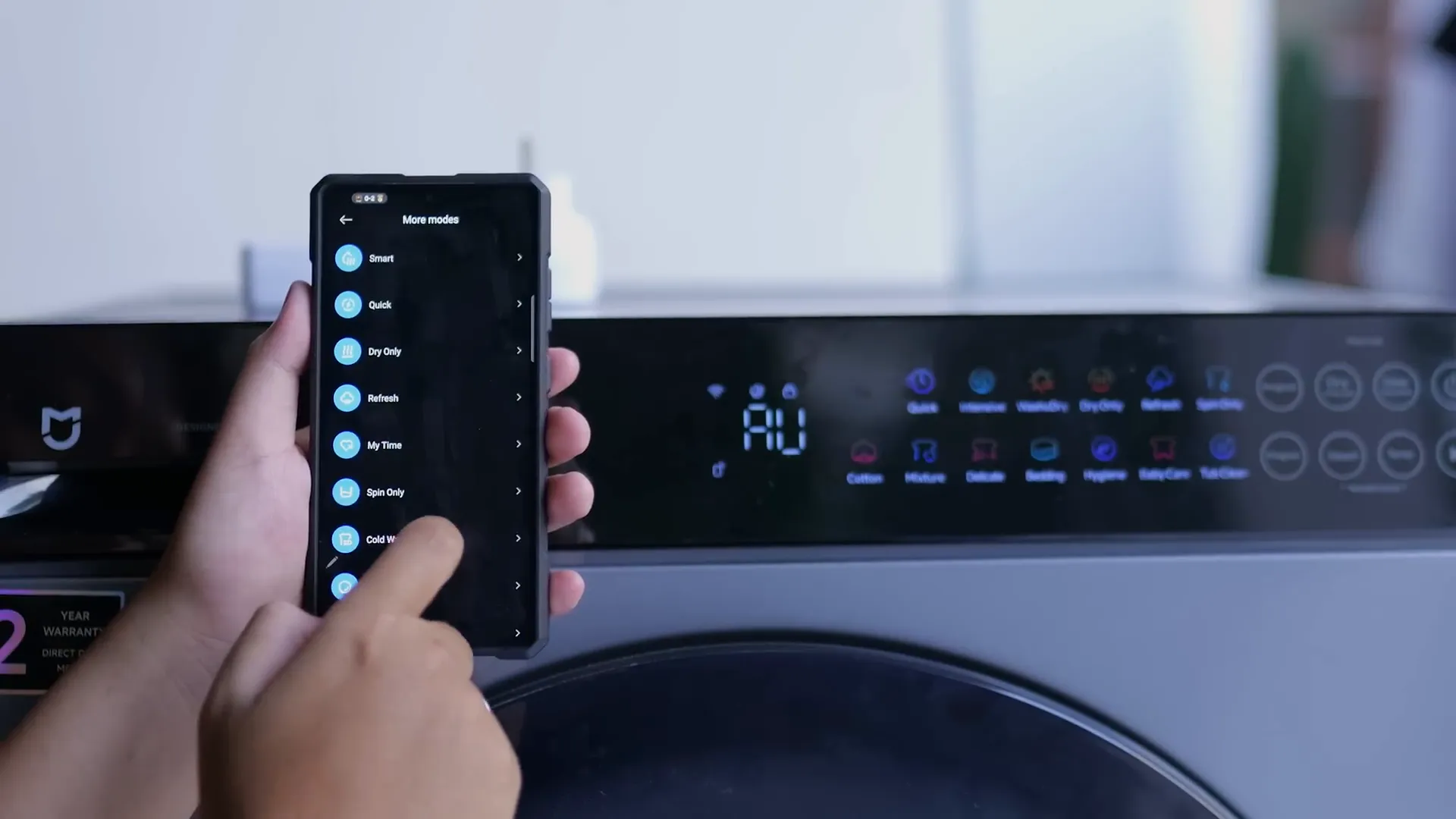 Pengoperasian mesin cuci Xiaomi Mijia dengan aplikasi Xiaomi Home dari smartphone