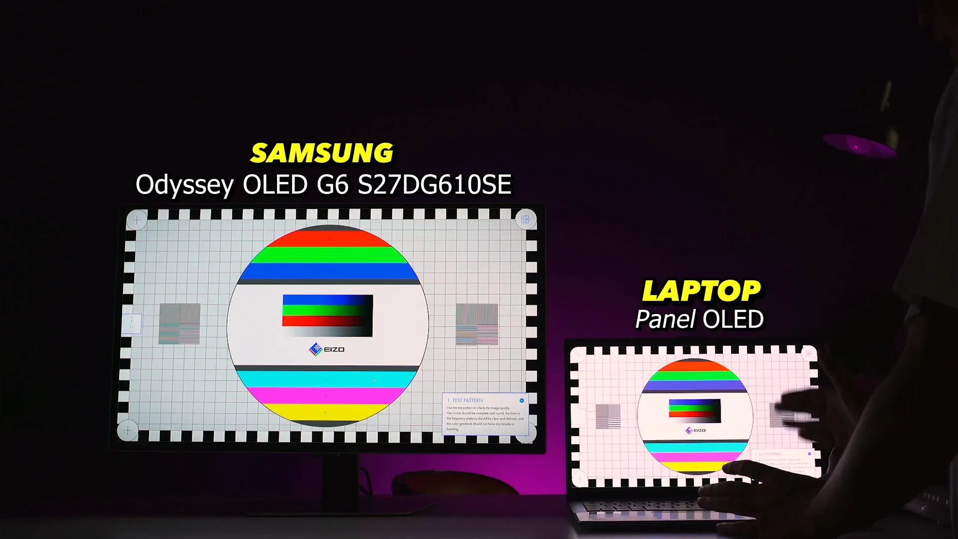 Perbandingan warna dan detail monitor OLED Samsung Odyssey G6 S27 dengan layar OLED laptop murah