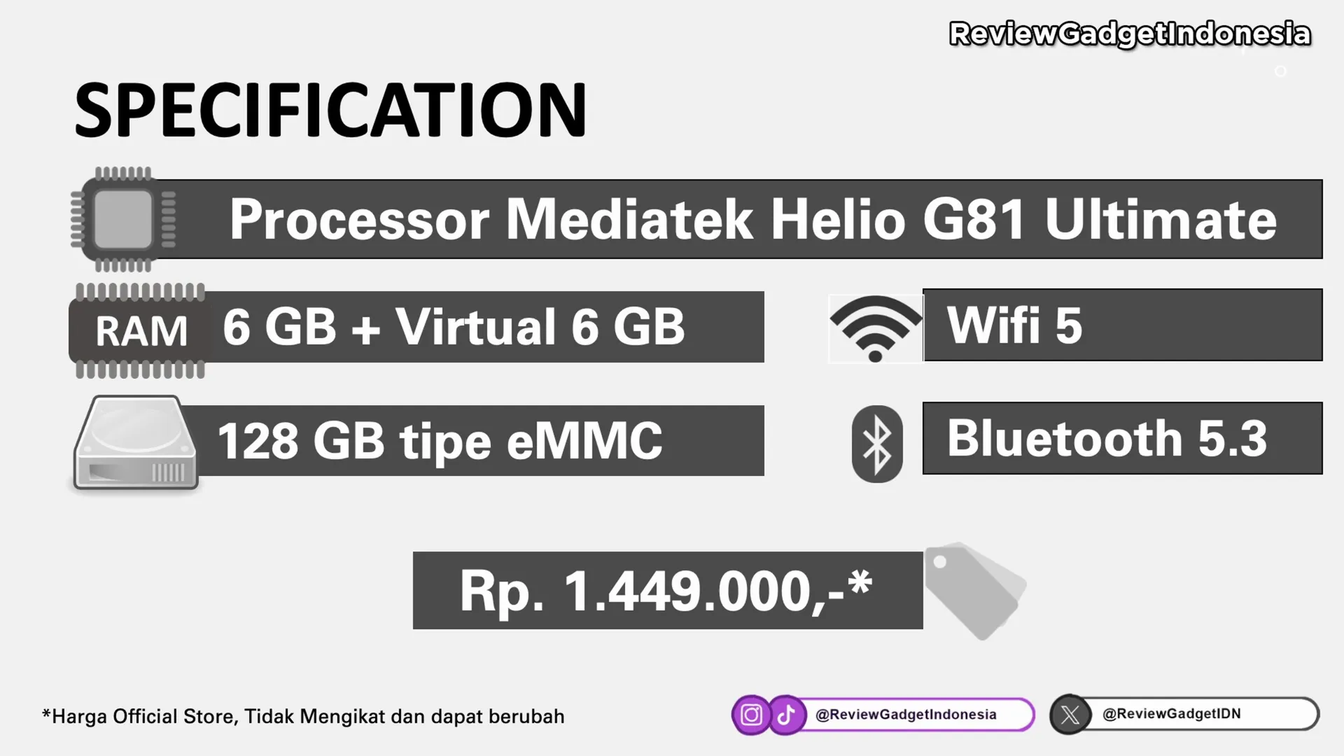 Spesifikasi Infinix Hot 60i tampil di layar