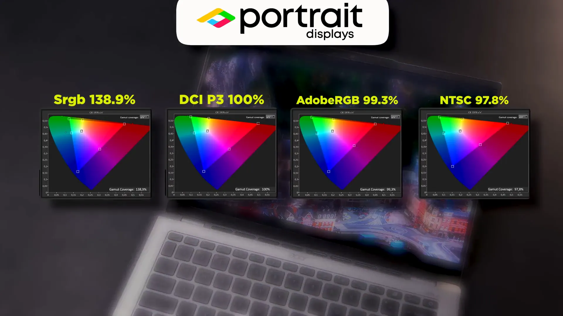 Tampilan layar OLED Acer Swift Go 14 AI dengan warna yang kaya