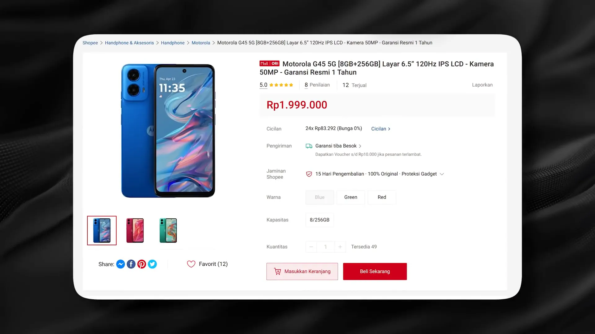 Motorola G45 5G tampil dengan desain premium dan layar 120Hz