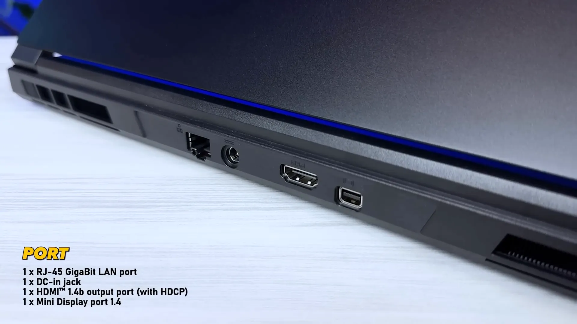 Port dan konektivitas lengkap Axioo Pongo 775: HDMI, RJ45, USB-A/C, DisplayPort