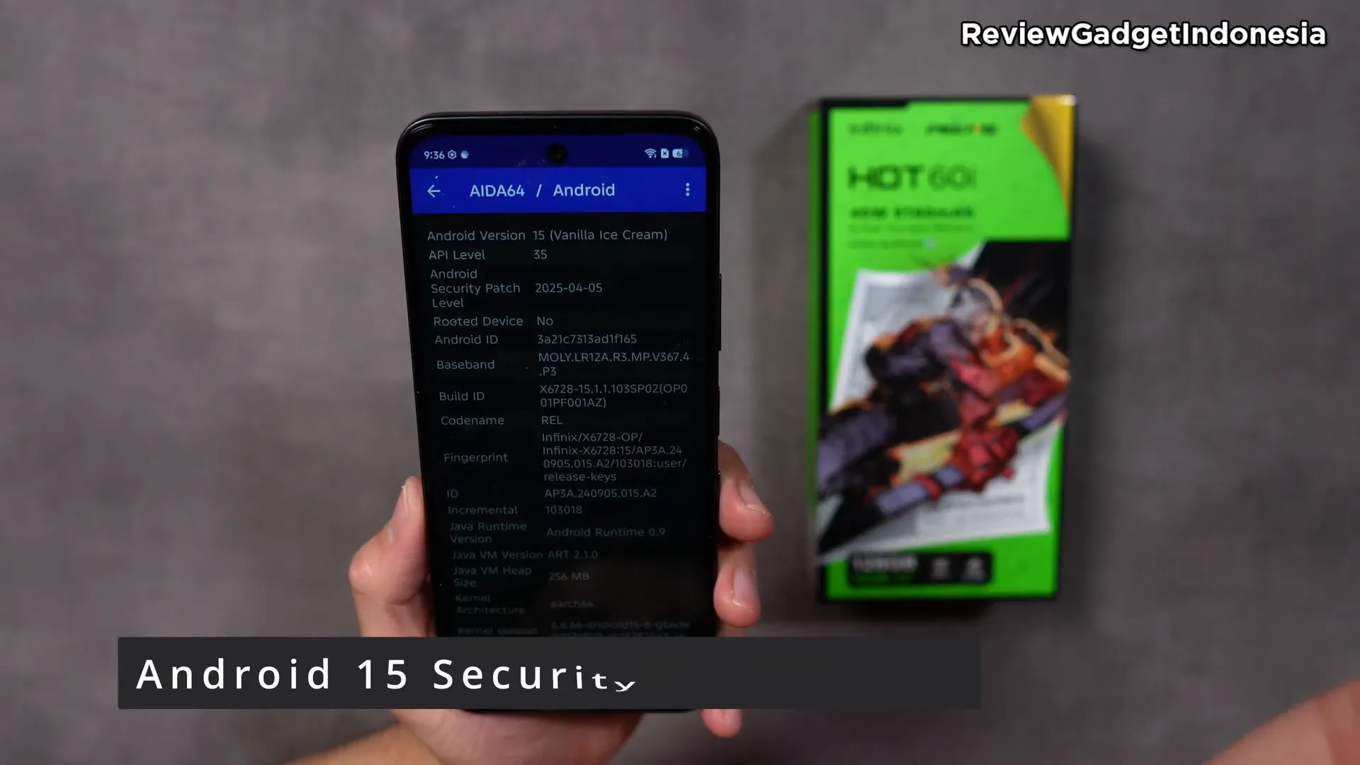 Detail spesifikasi Infinix Hot 60i pada menu sistem