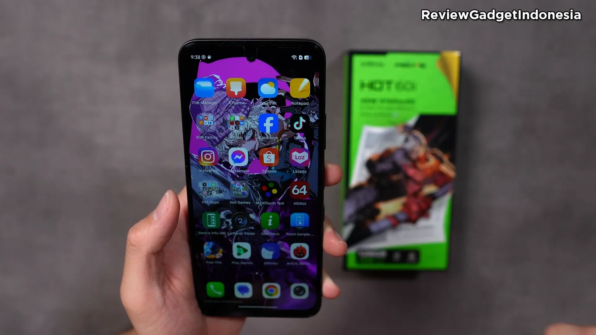 Pengujian gaming Free Fire dengan frame rate tinggi di Infinix Hot 60i