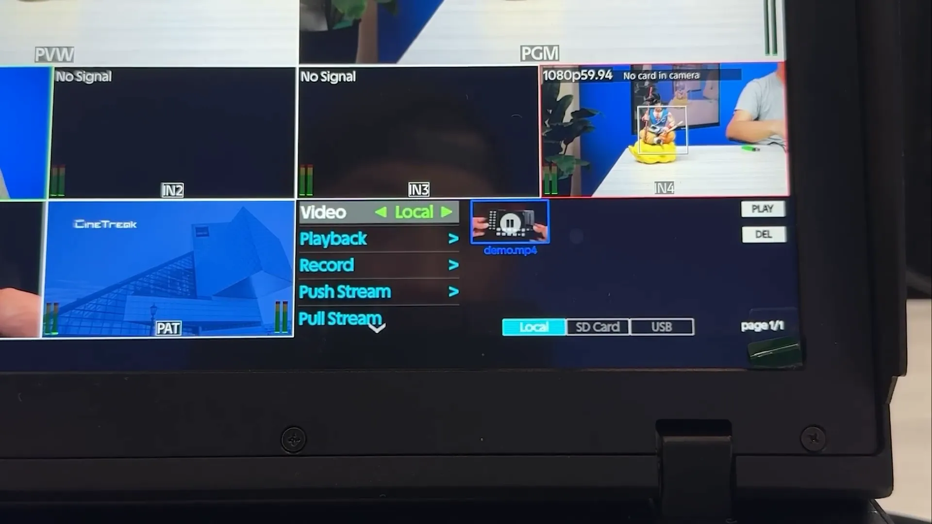 Pengaturan playback video dan streaming pada Cinetreak Master SDI