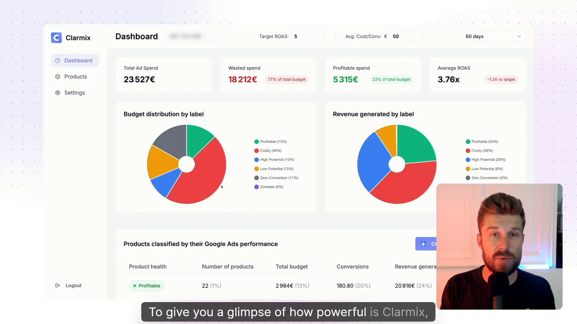 Starting the Clarix audit: connecting Google Ads and Merchant Center