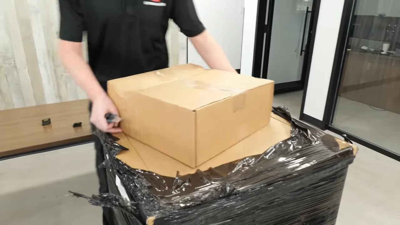 Two boxes stacked during unboxing