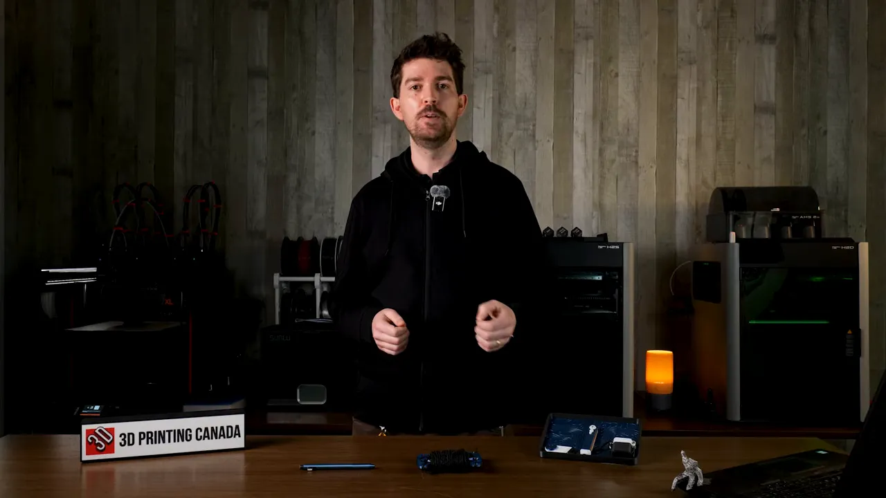 Presenter describing PETG filaments and why they work better for everyday carry 3D prints