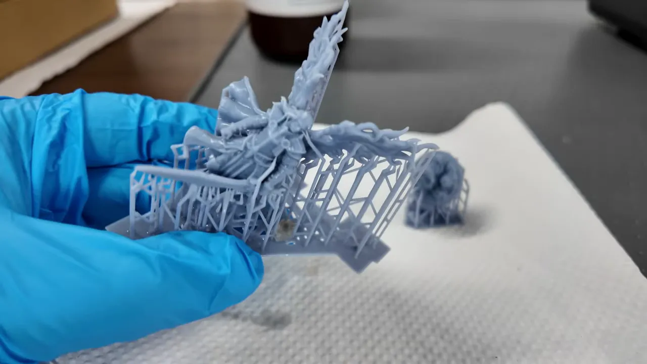 Removing supports after washing but before final UV cure