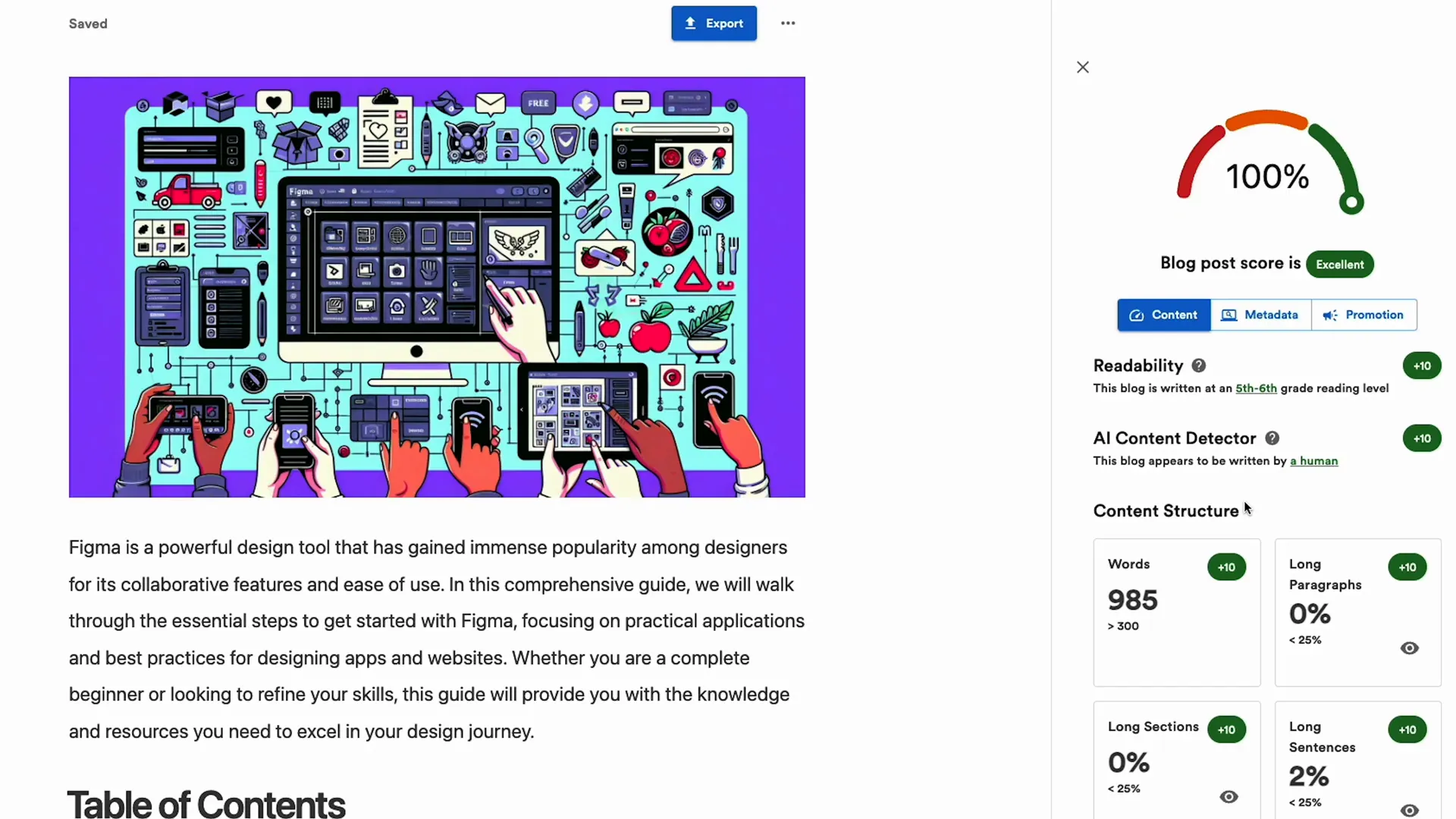 Content analyzer feature