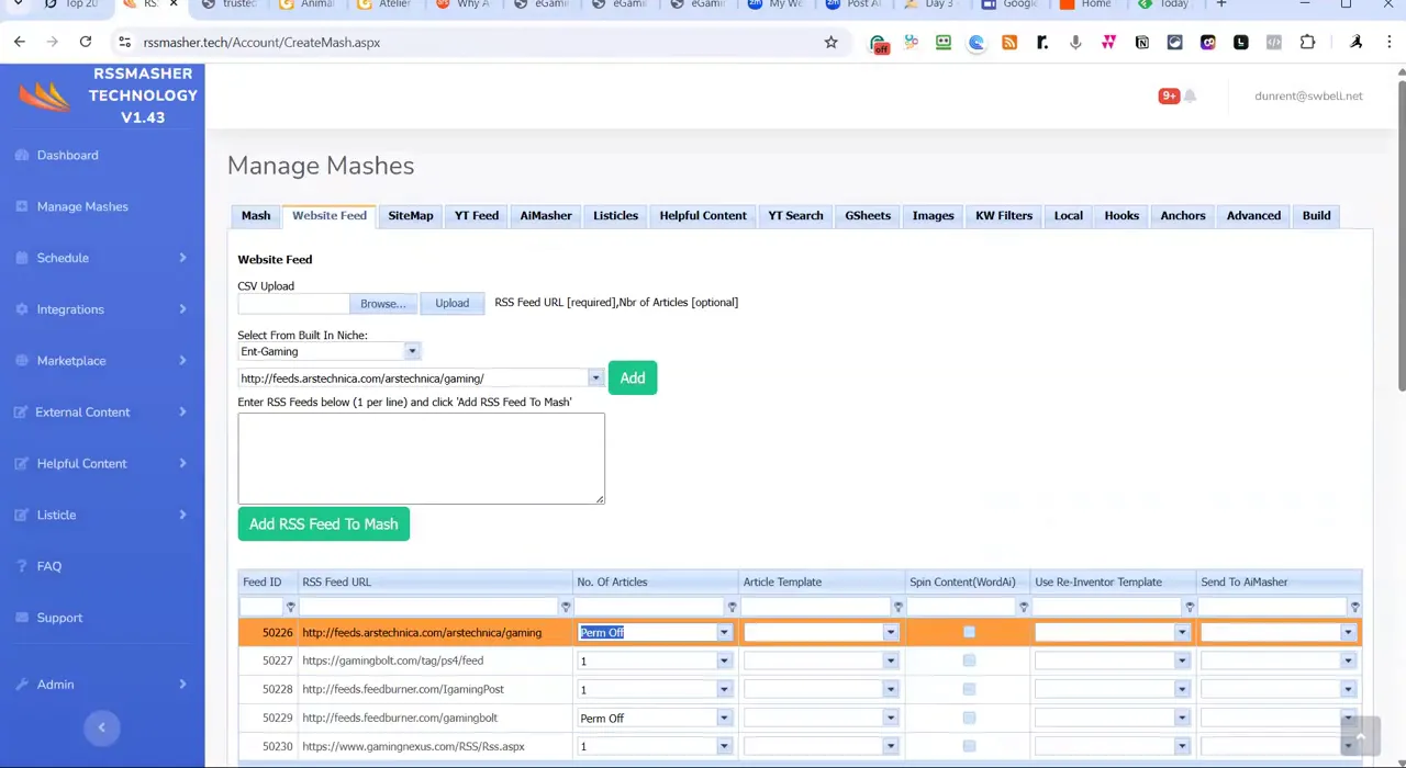 Feedly to Google Sheets