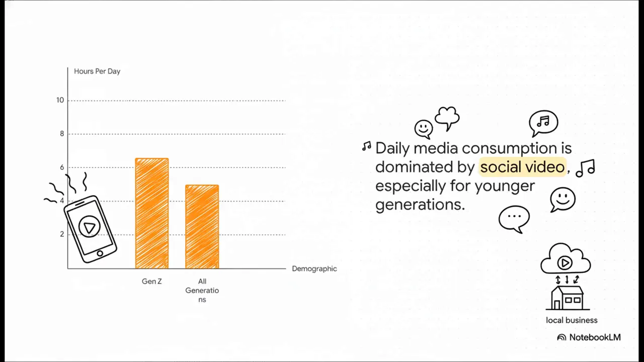 Stat showing people spending over five hours a day on screens with Gen Z nearly seven hours