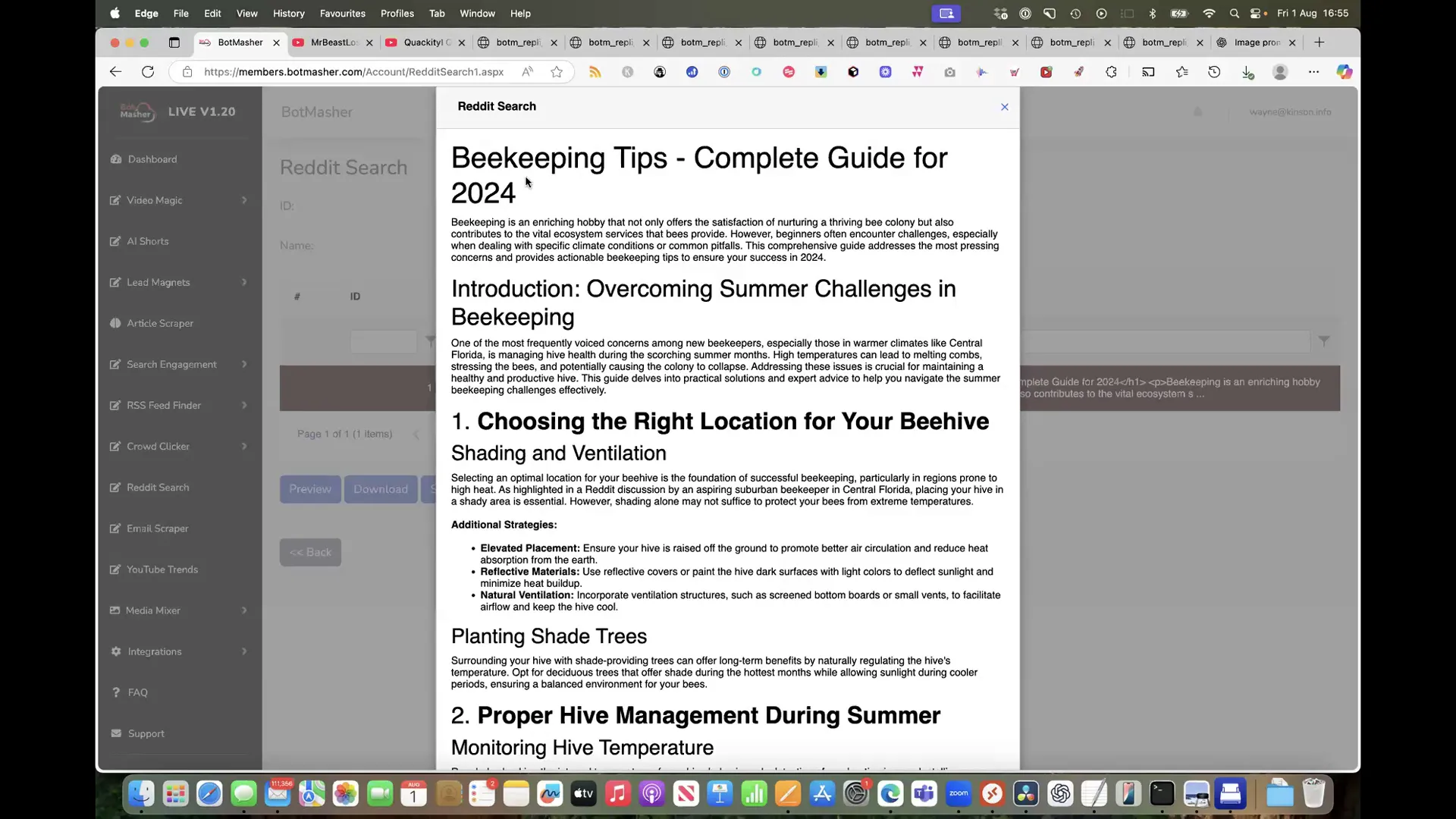 Reddit search results for beekeeping with questions and upvotes
