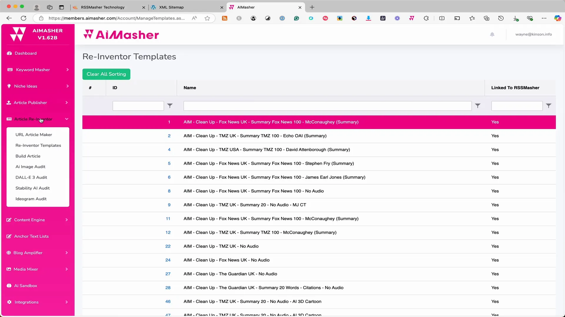 Choosing a reinvent template
