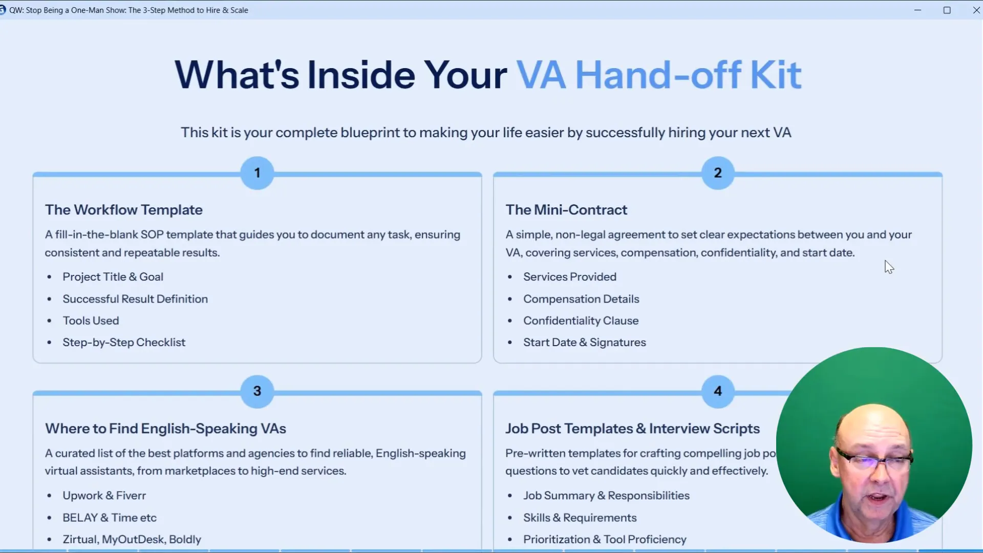 Overview of items included in the VA handoff kit