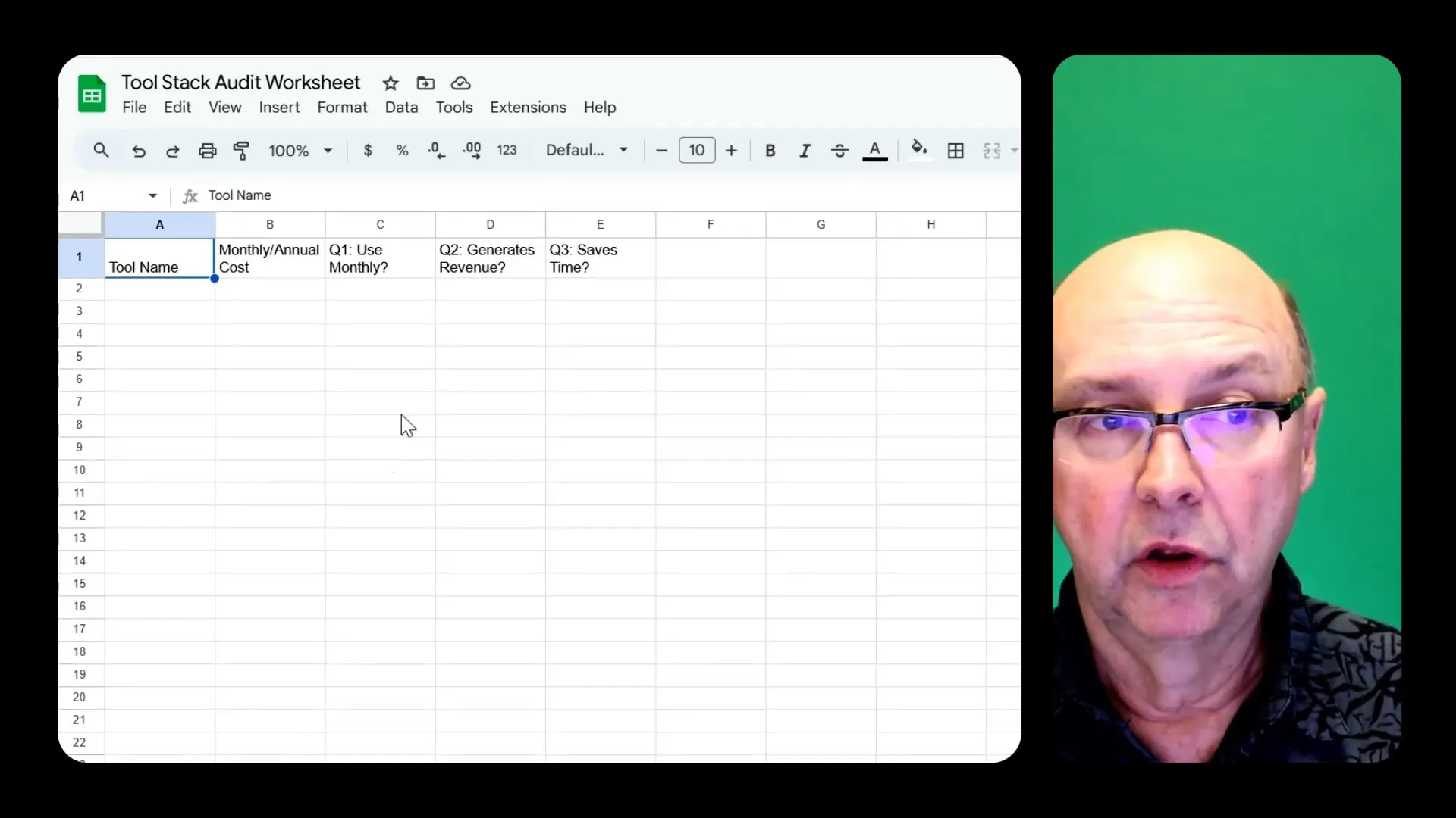 Tool stack audit worksheet example spreadsheet