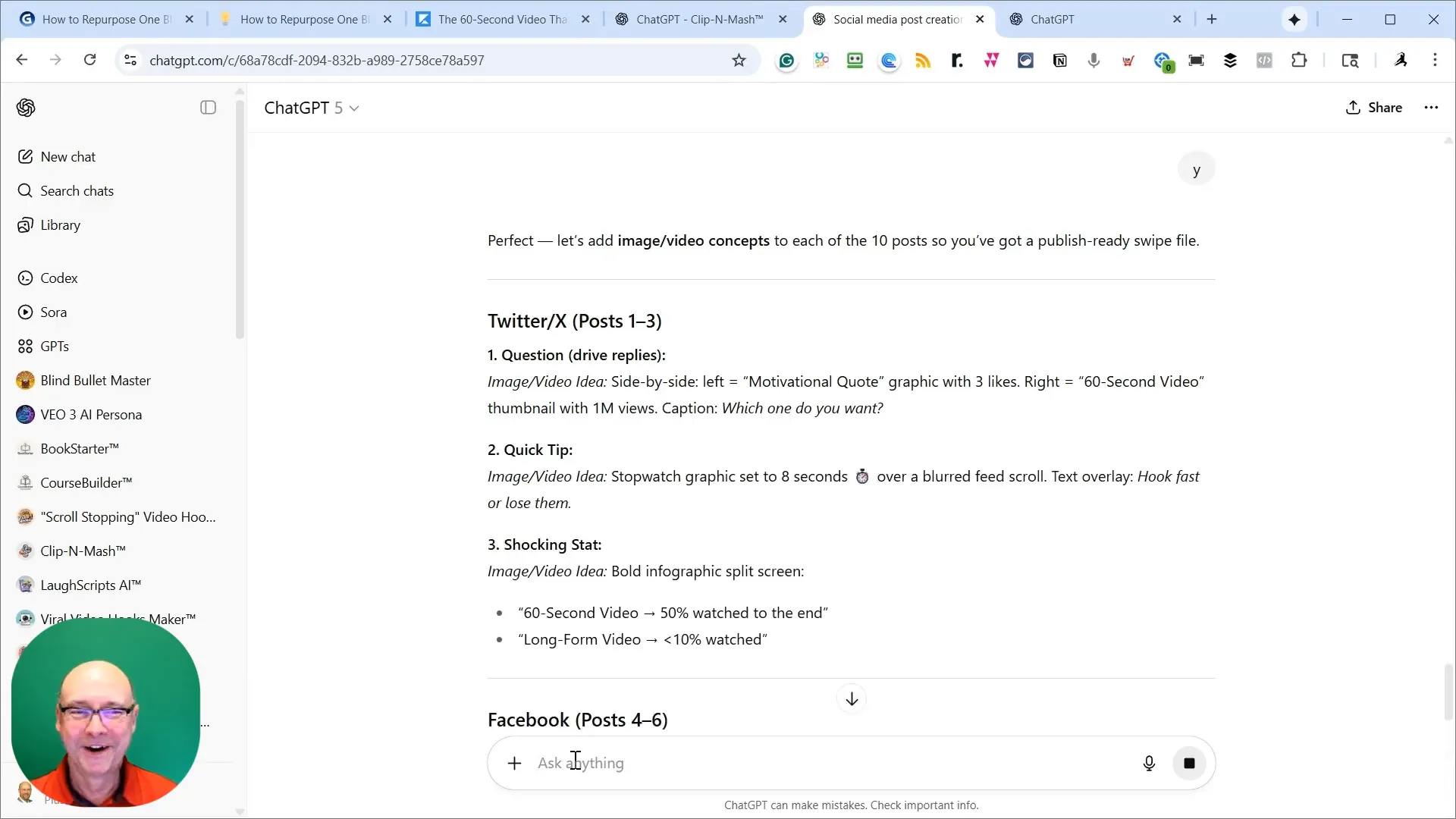 Suggested images and video ideas list in the tool