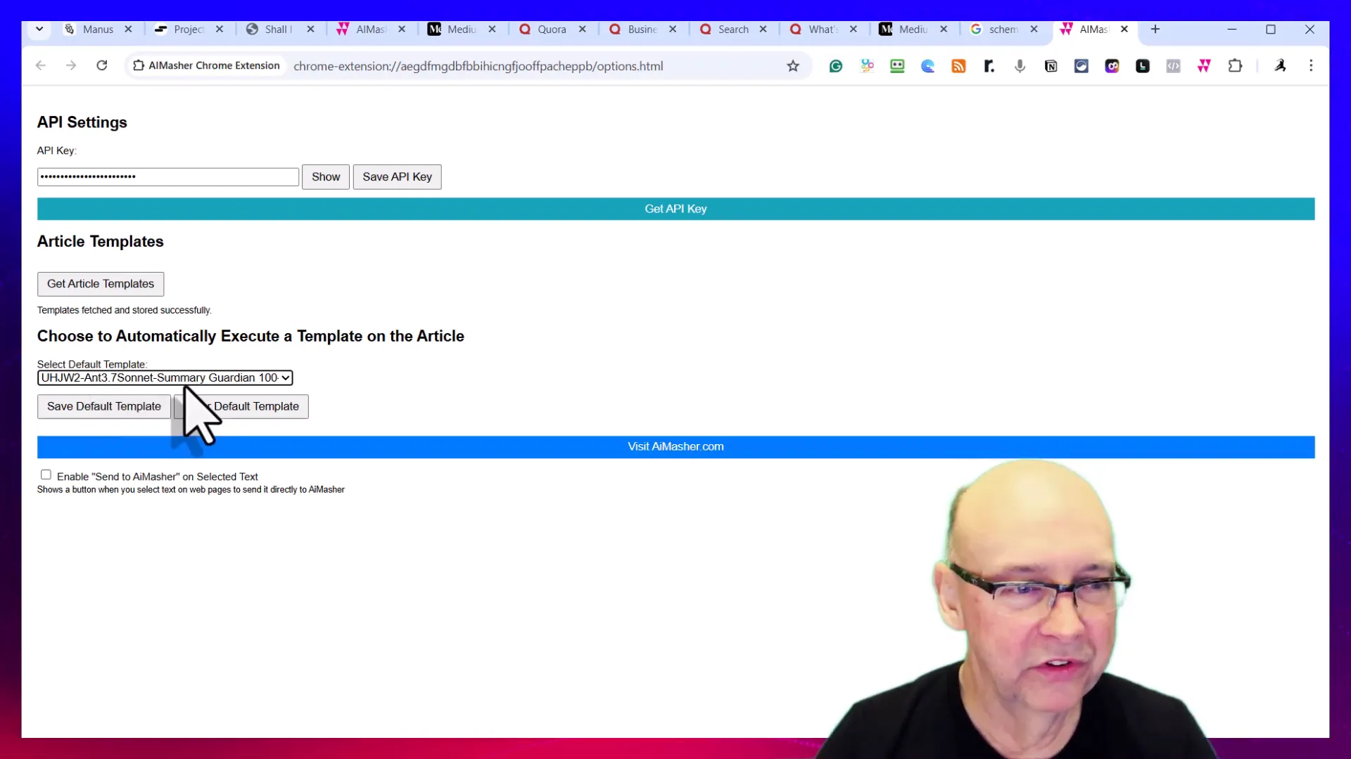 Selecting article template in AiMasher