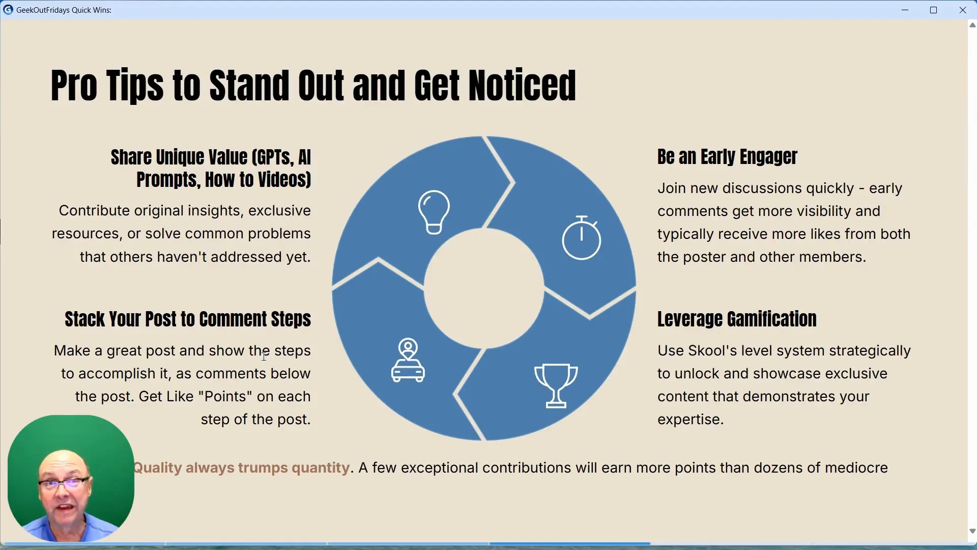 Featured image for the blog, "Quick Wins - How to Easily Get Points and Get Noticed in Skool Groups"