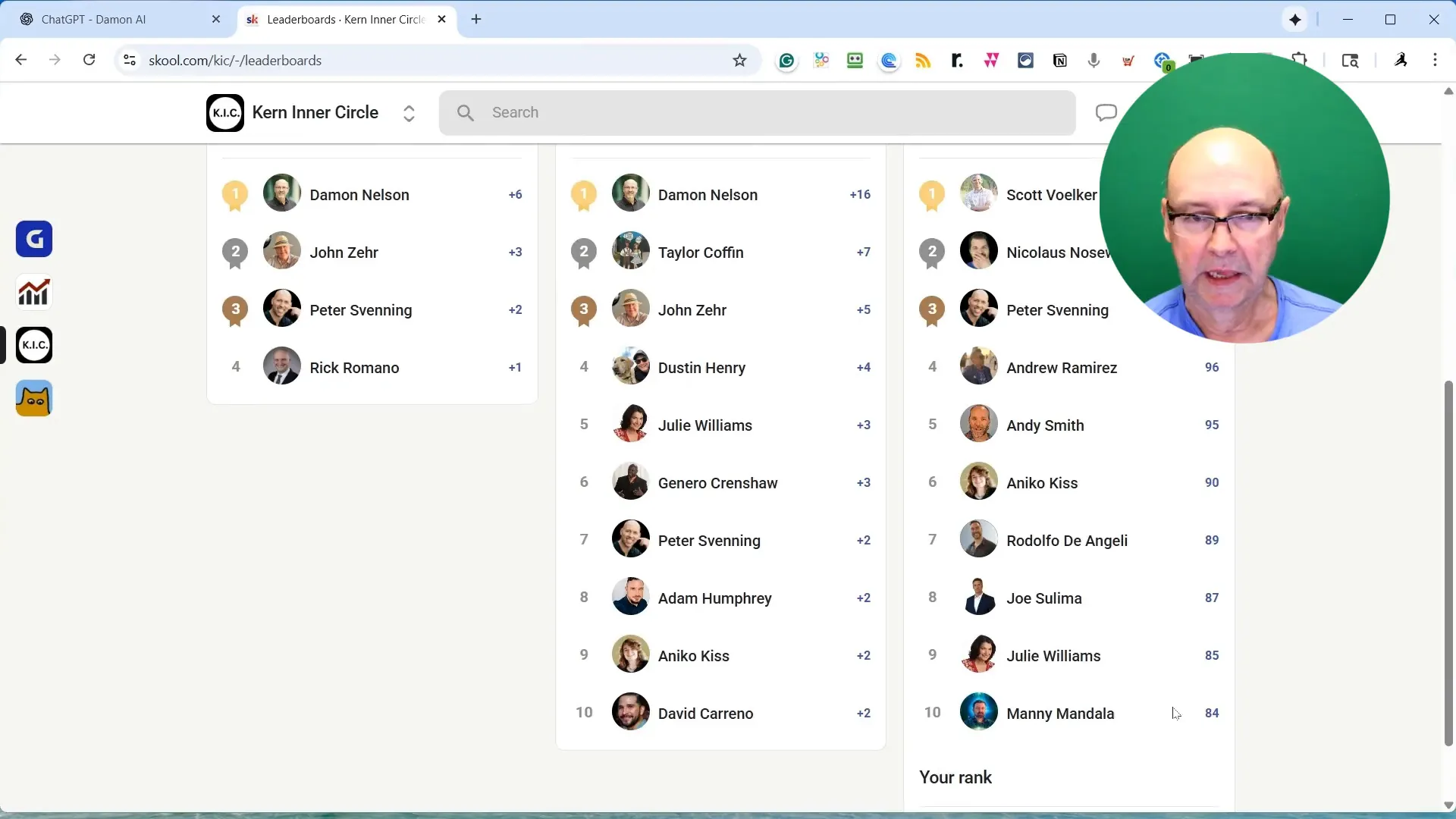 Example leaderboard view showing 7-day, 30-day and all-time tabs