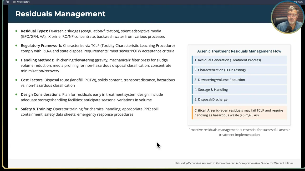 Residuals from arsenic treatment: sludges, spent media, and RO concentrate