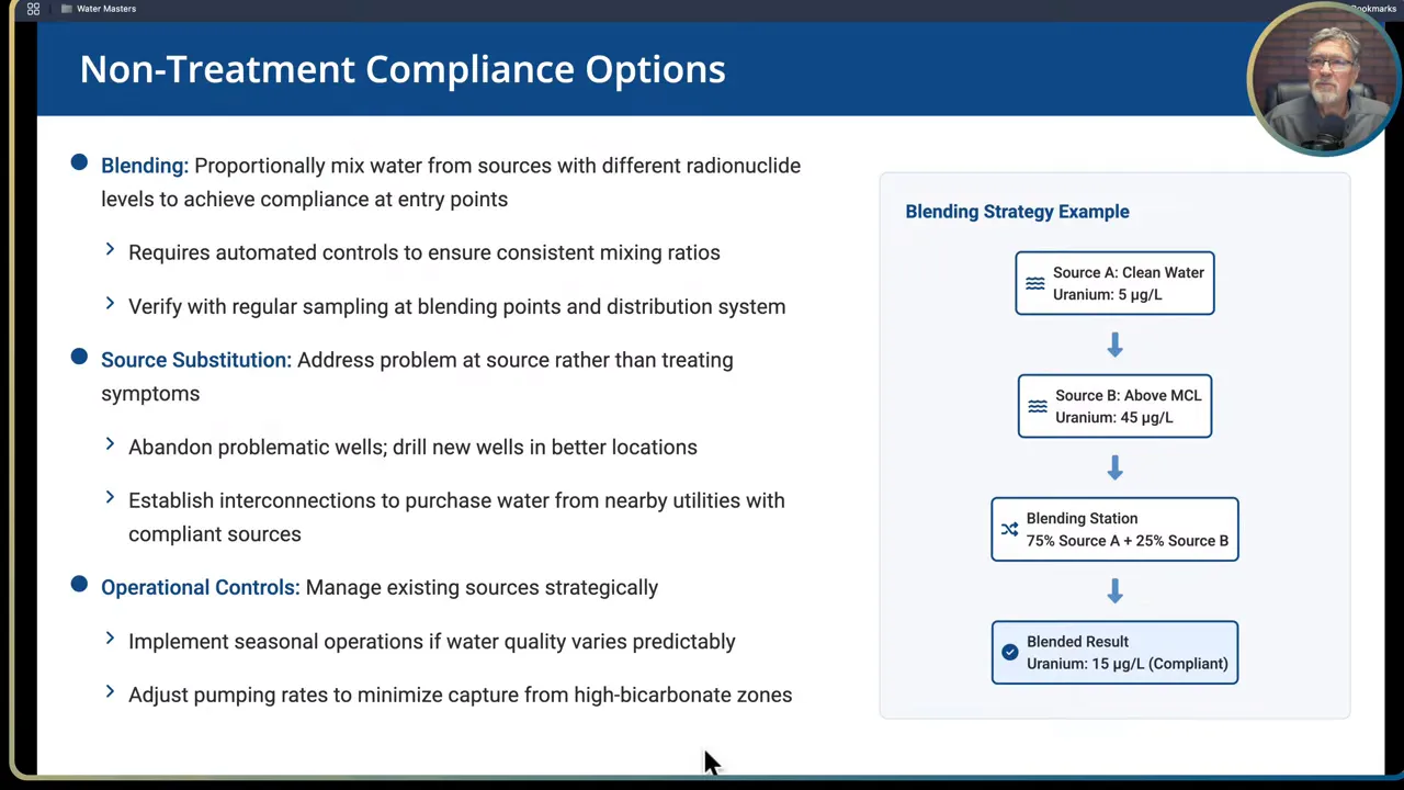 Slide illustrating blending example where source A at 5 ug/L and source B at 45 ug/L are blended to 15 ug/L